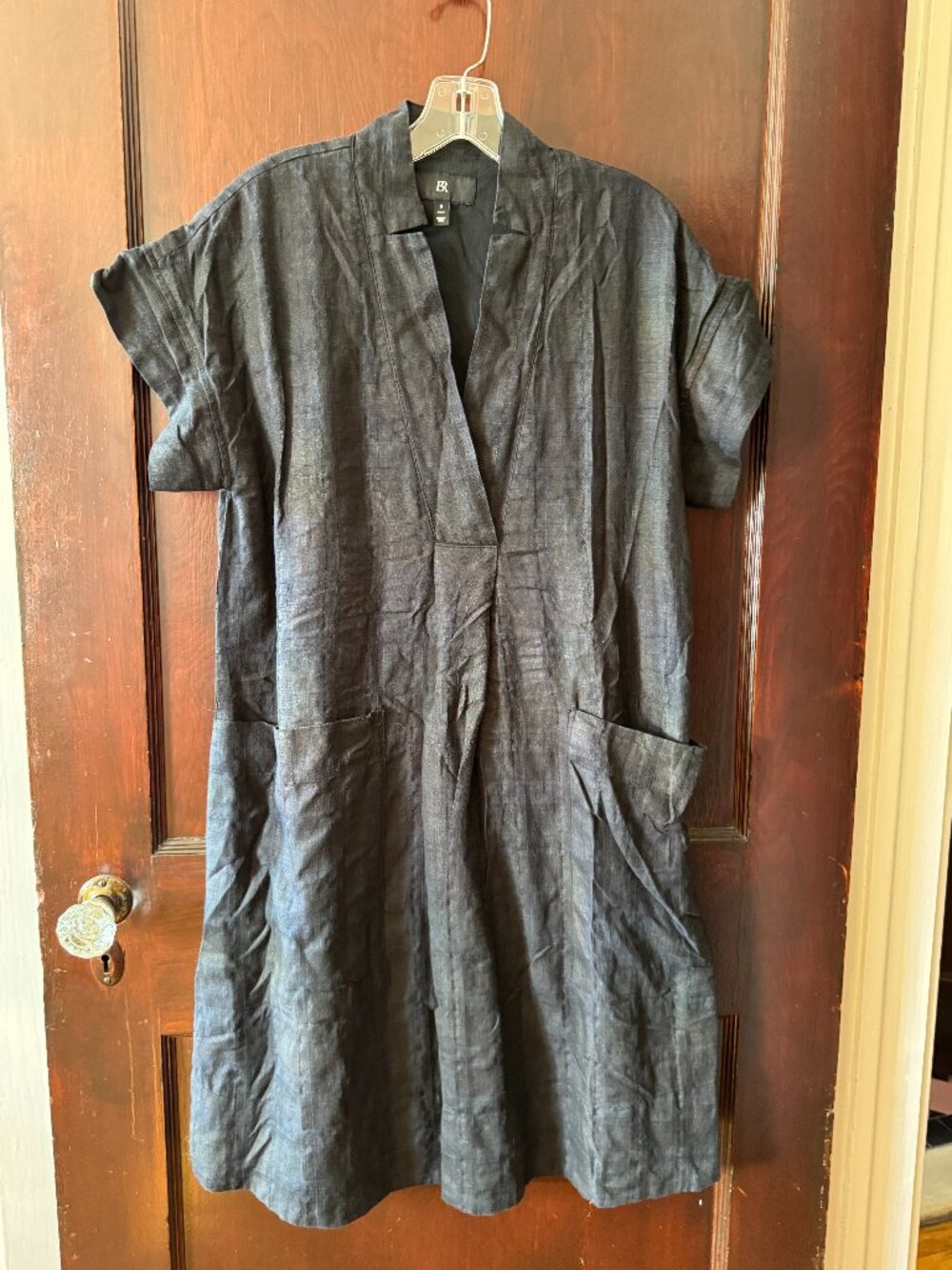 Black linen shift dress